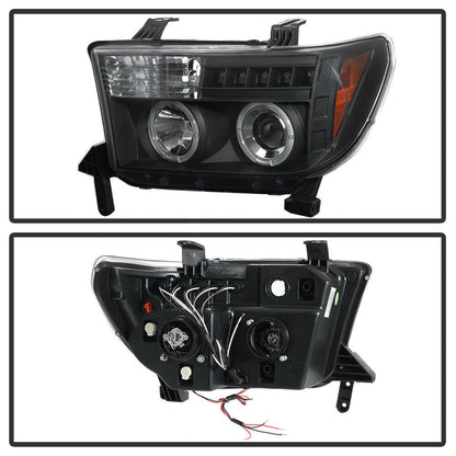 2007-2013 Toyota Tundra / 2008-2017 Sequoia LED DRL HALO Par Focos fondo Negro ( Chofer & Pasajero) - PAL Auto Parts