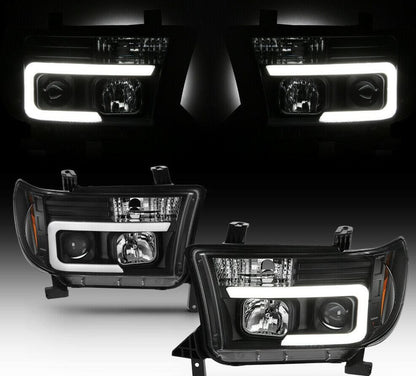 2007-2013 Toyota Tundra / 2008-2017 Sequoia LED TUBE DRL HALO Par Focos fondo Negro ( Chofer & Pasajero) - PAL Auto Parts