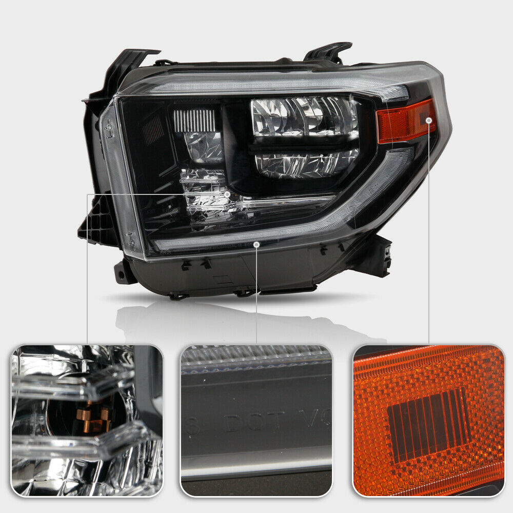 2014-2021 Toyota Tundra Par Focos Fondo Negro LED DRL turn Signal ( Chofer & Pasajero) - PAL Auto Parts