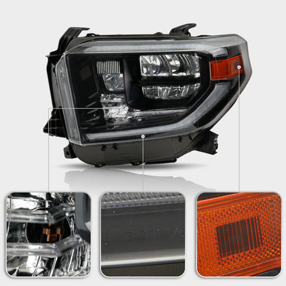 2014-2021 Toyota Tundra Par Focos Fondo Negro LED DRL turn Signal ( Chofer & Pasajero) - PAL Auto Parts