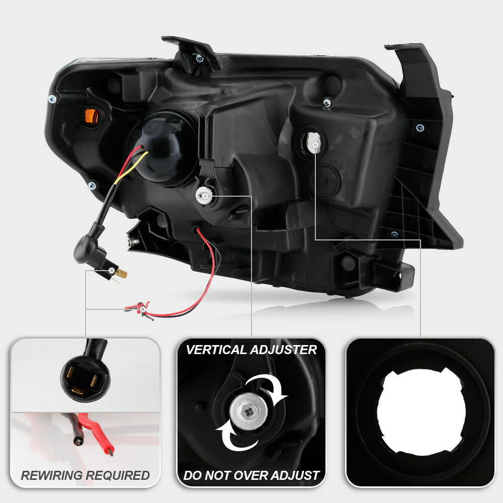 2014-2017 Toyota Tundra SR Par Focos QUAD LED DRL Fondo Cromado ( Chofer & Pasajero) - PAL Auto Parts