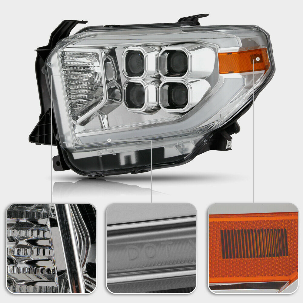 2014-2017 Toyota Tundra SR Par Focos QUAD LED DRL Fondo Cromado ( Chofer & Pasajero) - PAL Auto Parts