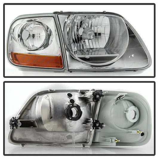 1997-2003 Ford F-150 Expedition Lightning Style Par Focos Fondo Cromado (Chofer & Pasajero) - PAL Auto Parts