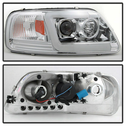 1997-2003 Ford F-150 Expedition Par Focos LED DRL TUBE Fondo Cromado (Chofer & Pasajero) - PAL Auto Parts
