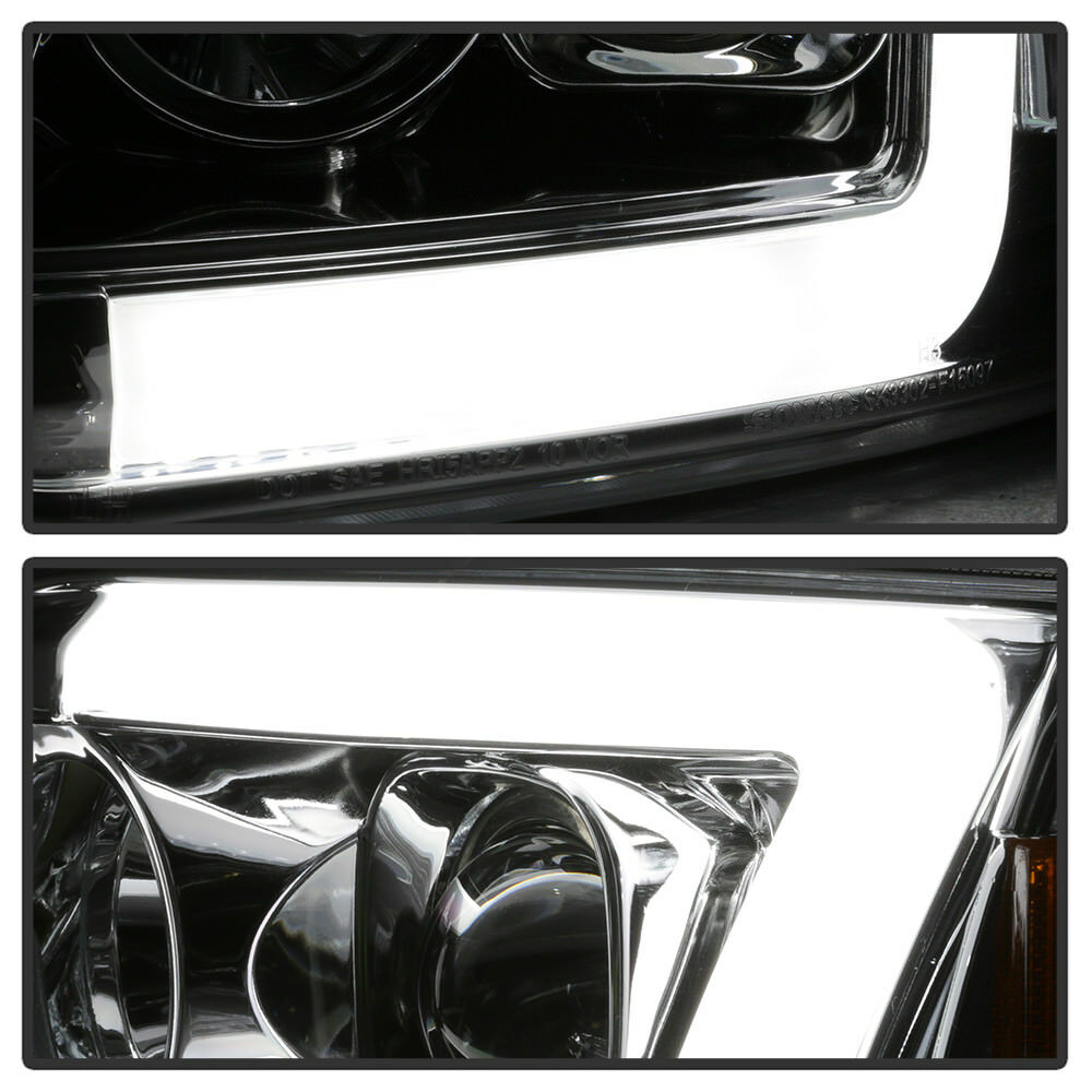 1997-2003 Ford F-150 Expedition Par Focos LED DRL TUBE Fondo Cromado (Chofer & Pasajero) - PAL Auto Parts