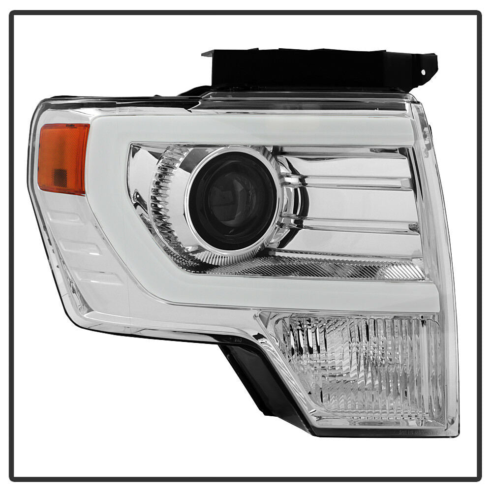 2009-2014 Ford F-150 Raptor SVT LED Tube DRL Projector Par Focos Fondo Cromado (Chofer & Pasajero) - PAL Auto Parts