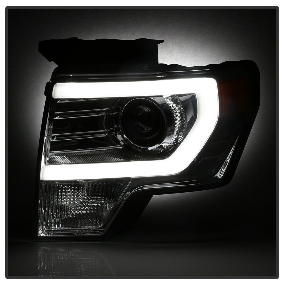 2009-2014 Ford F-150 Raptor SVT LED Tube DRL Projector Par Focos Fondo Cromado (Chofer & Pasajero) - PAL Auto Parts