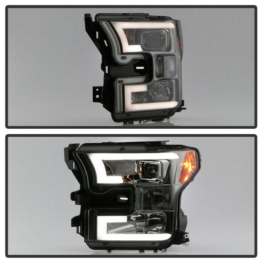 2015-2017 Ford F-150 Par Focos LED DRL TUBE Fondo Negro Smoke (Chofer & Pasajero) - PAL Auto Parts