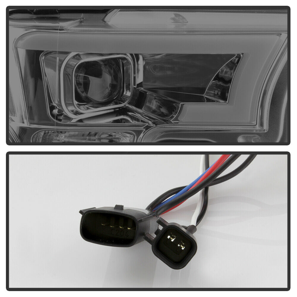 2015-2017 Ford F-150 Par Focos LED DRL TUBE Fondo Negro Smoke (Chofer & Pasajero) - PAL Auto Parts