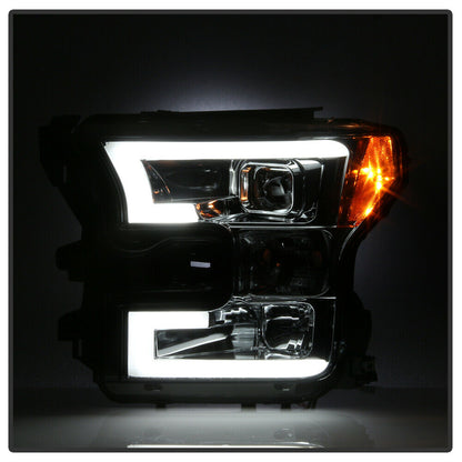 2015-2017 Ford F-150 Par Focos LED DRL TUBE Fondo Negro Smoke (Chofer & Pasajero) - PAL Auto Parts