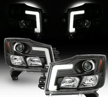 Cargar imagen en el visor de la galería, 2004-2015 NISSAN TITAN/ 2004-2007 NISSAN ARMADA PAR FOCOS LED TUBE PROJECTOR FONDO NEGRO (CHOFER &amp; PASAJERO) - PAL Auto Parts
