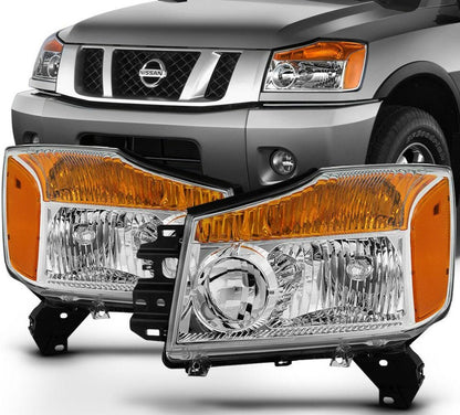 2004-2015 NISSAN TITAN/ 2004-2007 NISSAN ARMADA PAR FOCOS FONDO CROMADO (CHOFER & PASAJERO) - PAL Auto Parts