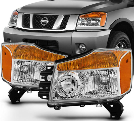 2004-2015 NISSAN TITAN/ 2004-2007 NISSAN ARMADA PAR FOCOS FONDO CROMADO (CHOFER & PASAJERO) - PAL Auto Parts