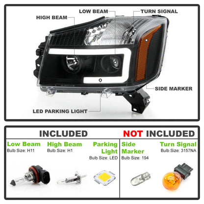 2014-2015 NISSAN TITAN/ 2004-2007 NISSAN ARMADA PAR FOCOS FONDO NEGRO (CHOFER & PASAJERO) - PAL Auto Parts