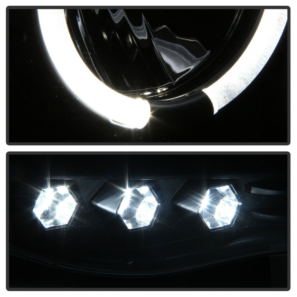 2002-2005 DODGE RAM 1500/2500/3500 PAR FOCOS FONDO NEGRO LED HALO Projector (CHOFER & PASAJERO) - PAL Auto Parts