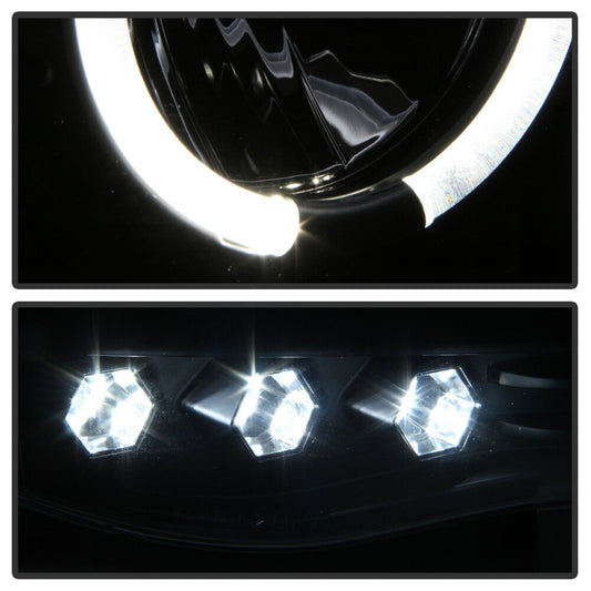 2002-2005 DODGE RAM 1500/2500/3500 PAR FOCOS FONDO NEGRO LED HALO Projector (CHOFER & PASAJERO) - PAL Auto Parts