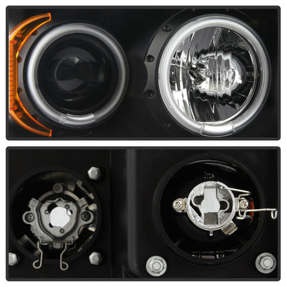 2002-2005 DODGE RAM 1500/2500/3500 PAR FOCOS FONDO NEGRO LED HALO Projector (CHOFER & PASAJERO) - PAL Auto Parts