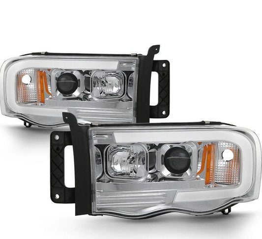 2002-2005 DODGE RAM 1500/2500/3500 PAR FOCOS FONDO CROMADO LED HALO Projector (CHOFER & PASAJERO) - PAL Auto Parts