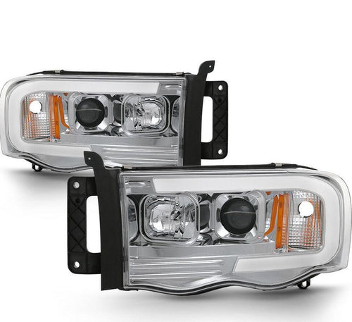 2002-2005 DODGE RAM 1500/2500/3500 PAR FOCOS FONDO CROMADO LED HALO Projector (CHOFER & PASAJERO) - PAL Auto Parts