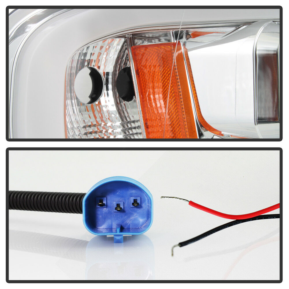 2002-2005 DODGE RAM 1500/2500/3500 PAR FOCOS FONDO CROMADO LED HALO Projector (CHOFER & PASAJERO) - PAL Auto Parts