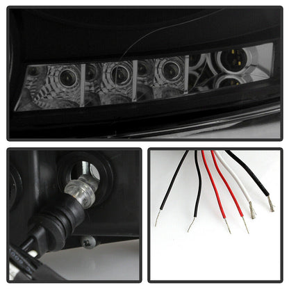 2006-2008 DODGE RAM 1500 2500 3500 PAR FOCOS FONDO NEGRO LED HALO PROJECTOR (CHOFER & PASAJERO) - PAL Auto Parts