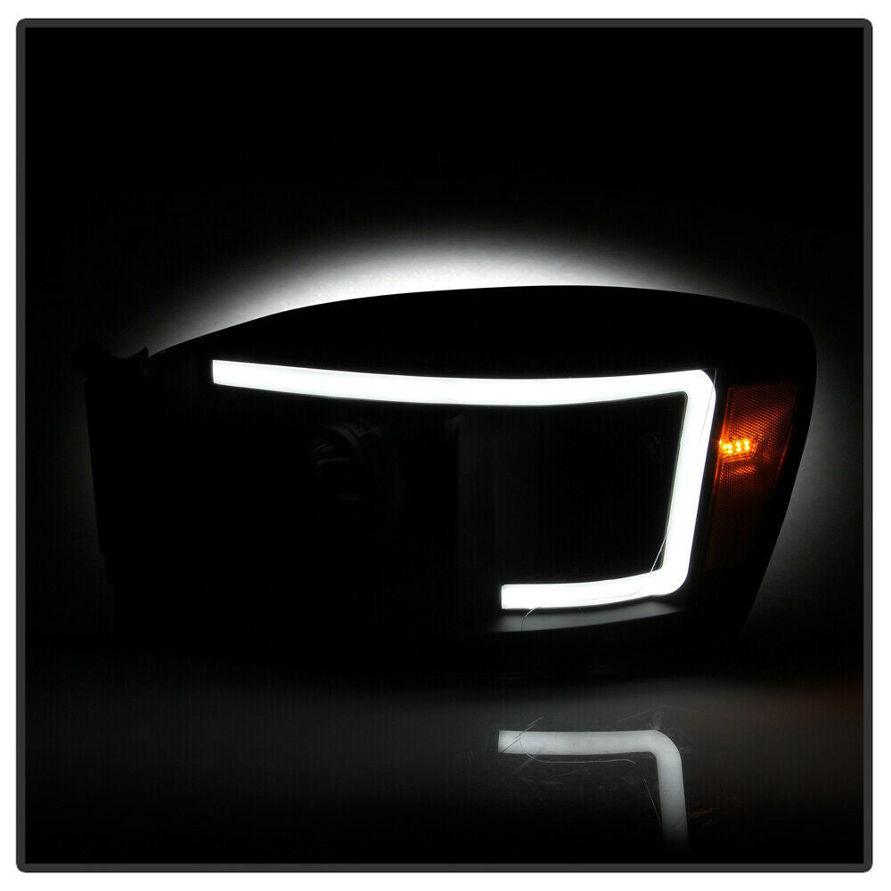 2006-2008 DODGE RAM 1500 2500 3500 PAR FOCOS FONDO BLACK LED TUBE HALO PROJECTOR (CHOFER & PASAJERO) - PAL Auto Parts