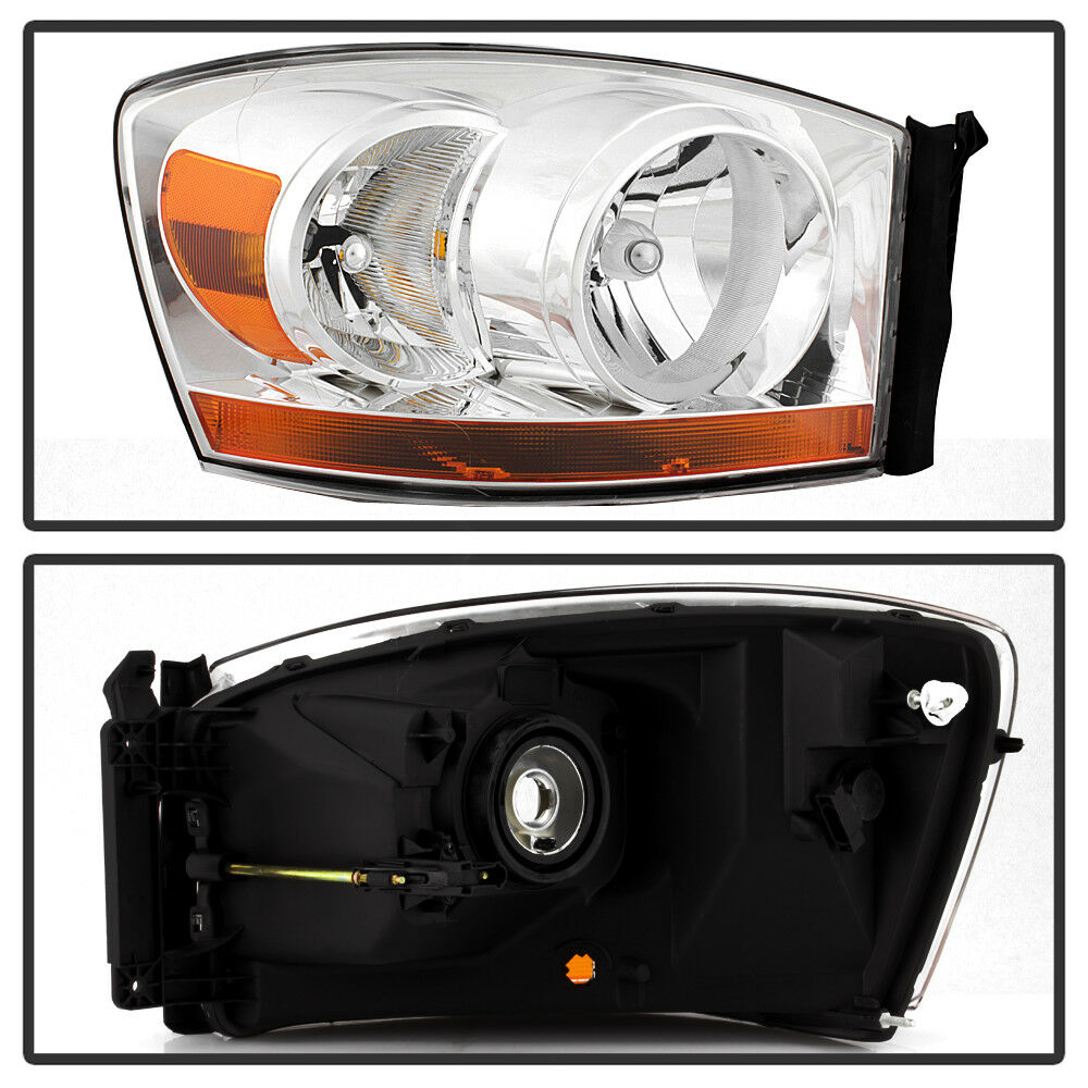 2006-2008 DODGE RAM 1500 2500 3500 PAR FOCOS FONDO CROMADO/ BEZEL CROMADO (CHOFER & PASAJERO) - PAL Auto Parts