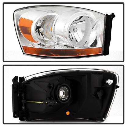 2006-2008 DODGE RAM 1500 2500 3500 PAR FOCOS FONDO CROMADO/ BEZEL CROMADO (CHOFER & PASAJERO) - PAL Auto Parts