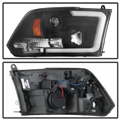 2009-2018 DODGE RAM 1500 2500 3500 PAR FOCOS FONDO NEGRO LED TUBE PROJECTOR (CHOFER & PASAJERO) - PAL Auto Parts