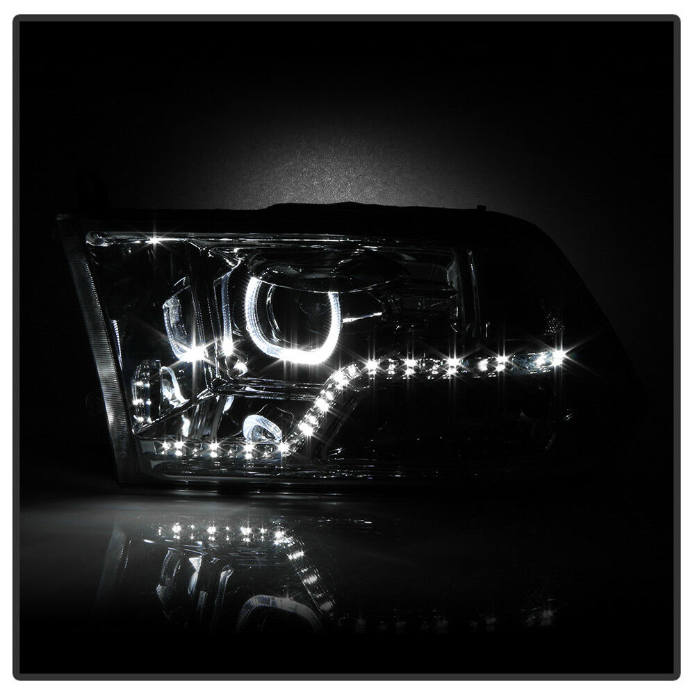 2009-2018 DODGE RAM 1500 2500 3500 PAR FOCOS FONDO CROMADO (MONO-EYE) LED PROJECTOR (CHOFER & PASAJERO) - PAL Auto Parts