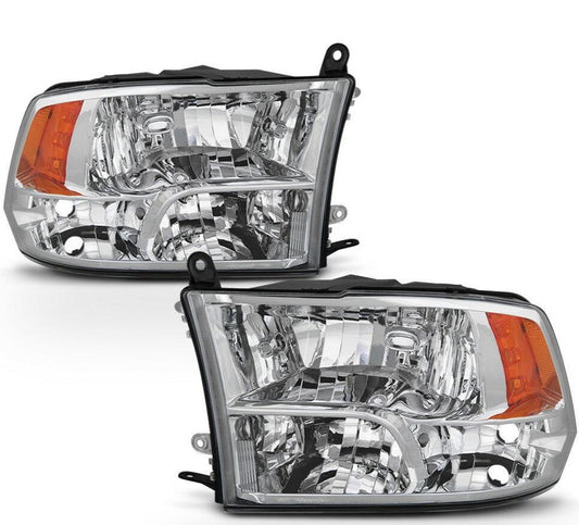 2009-2018 DODGE RAM 1500 2500 3500 PAR FOCOS FONDO CROMADO QUAD STYLE (CHOFER & PASAJERO) - PAL Auto Parts