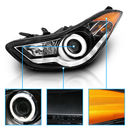 2011-2013 Hyundai Elantra Par Focos LED Fondo Negro (Chofer & Pasajero) - PAL Auto Parts