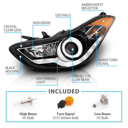 2011-2013 Hyundai Elantra Par Focos LED Fondo Negro (Chofer & Pasajero) - PAL Auto Parts