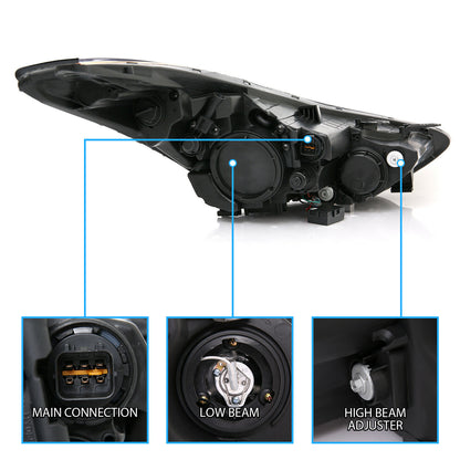 2011-2013 Hyundai Elantra Par Focos LED Fondo Negro (Chofer & Pasajero) - PAL Auto Parts