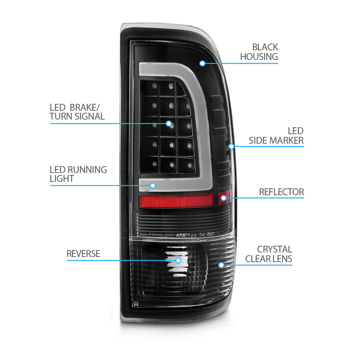 1997-2003 FORD F-150 EXPEDITION PAR FOCOS TRASEROS LED DRL PROJECTOR FONDO NEGRO (CHOFER & PASAJERO) - PAL Auto Parts
