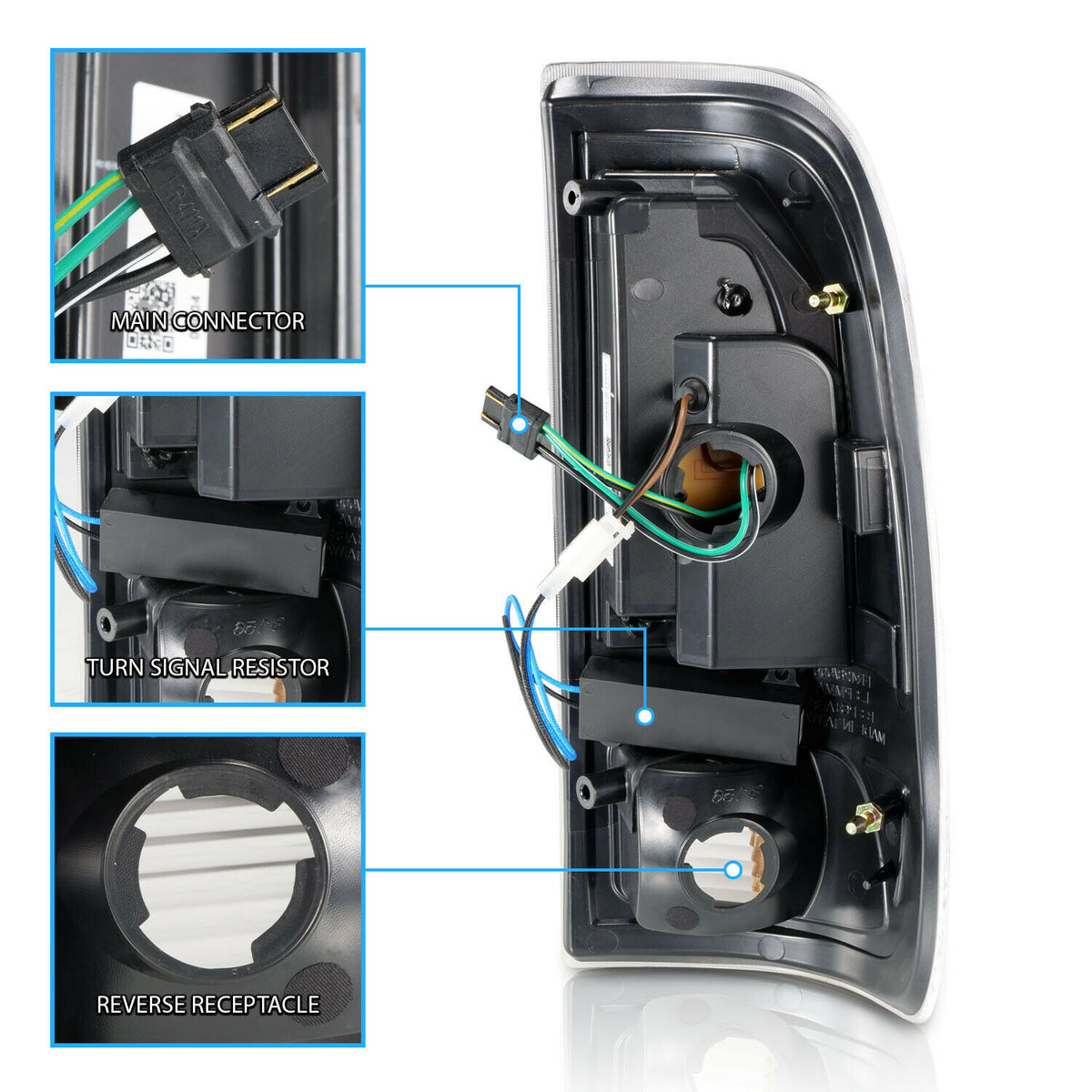 1997-2003 FORD F-150 EXPEDITION PAR FOCOS TRASEROS LED DRL PROJECTOR FONDO NEGRO (CHOFER & PASAJERO) - PAL Auto Parts