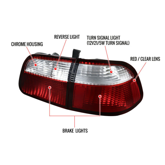 1996-2002 HONDA CIVIC PAR FOCO TRASEROS FONDO CROMADO ( CHOFER & PASAJERO) - PAL Auto Parts