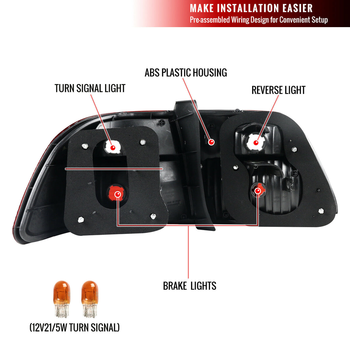 1996-2002 HONDA CIVIC PAR FOCO TRASEROS FONDO CROMADO ( CHOFER & PASAJERO) - PAL Auto Parts