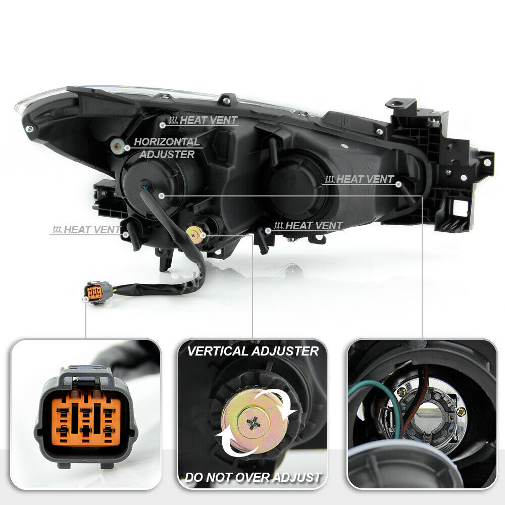 2014-2016 Mazda 3 Par Focos Fondo Negro Halogen LED TUBE ( Chofer & Pasajero) - PAL Auto Parts