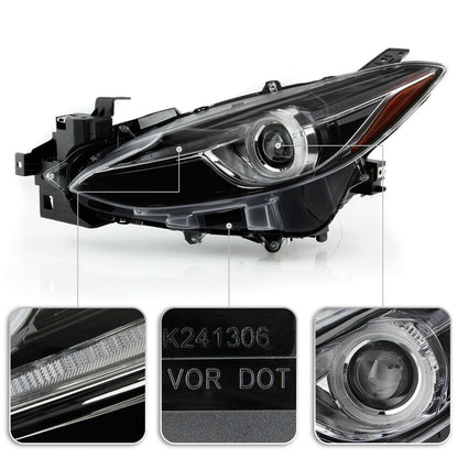 2014-2016 Mazda 3 Par Focos Fondo Negro Halogen LED TUBE ( Chofer & Pasajero) - PAL Auto Parts