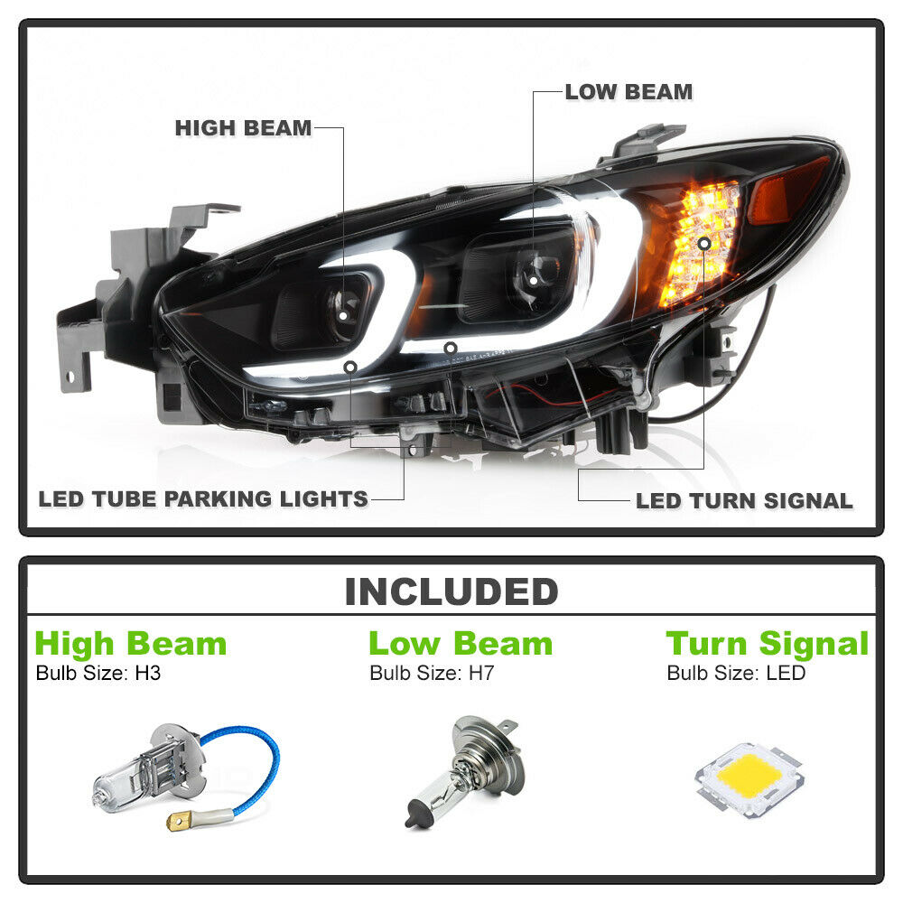 2014-2017 Mazda 6 Par Focos Fondo HUMO LED TUBE ( Chofer & Pasajero) - PAL Auto Parts