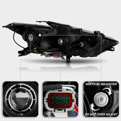 2016-2018 Nissan Maxima S|SL|SV Par Focos Delanteros Negro LED DRL ( Chofer & Pasajero) - PAL Auto Parts