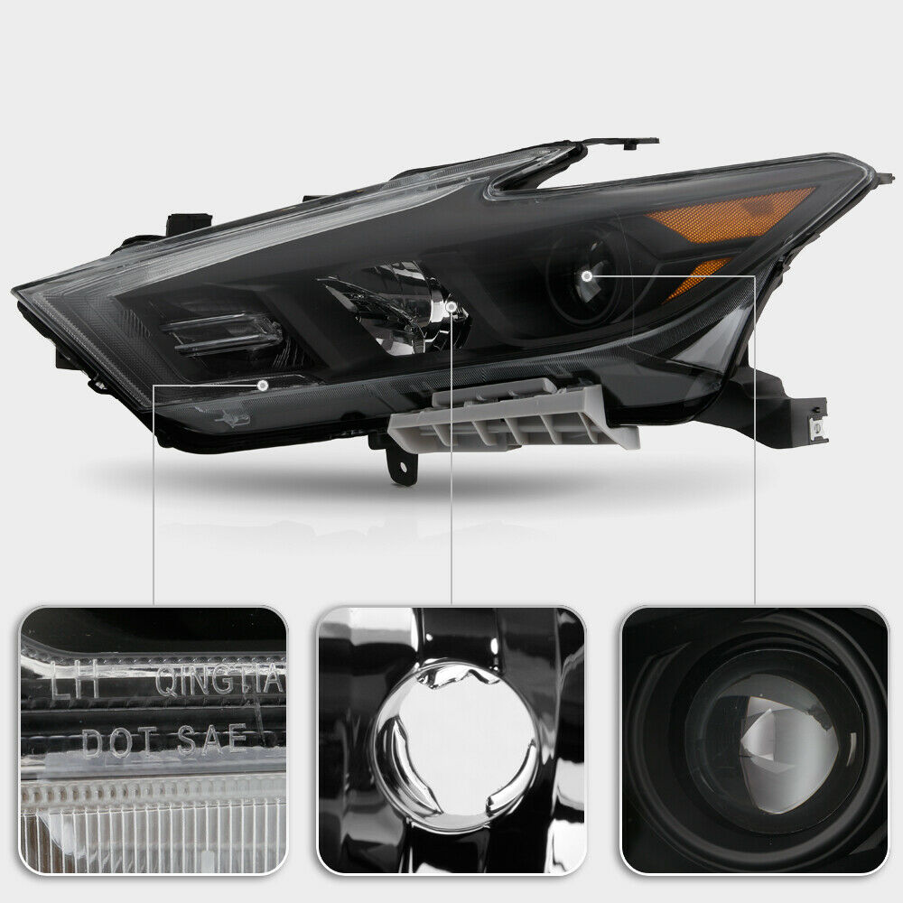 2016-2018 Nissan Maxima S|SL|SV Par Focos Delanteros Negro LED DRL ( Chofer & Pasajero) - PAL Auto Parts