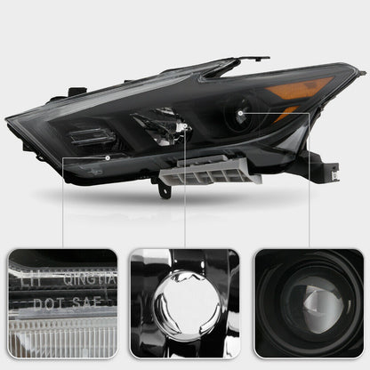 2016-2018 Nissan Maxima S|SL|SV Par Focos Delanteros Negro LED DRL ( Chofer & Pasajero) - PAL Auto Parts