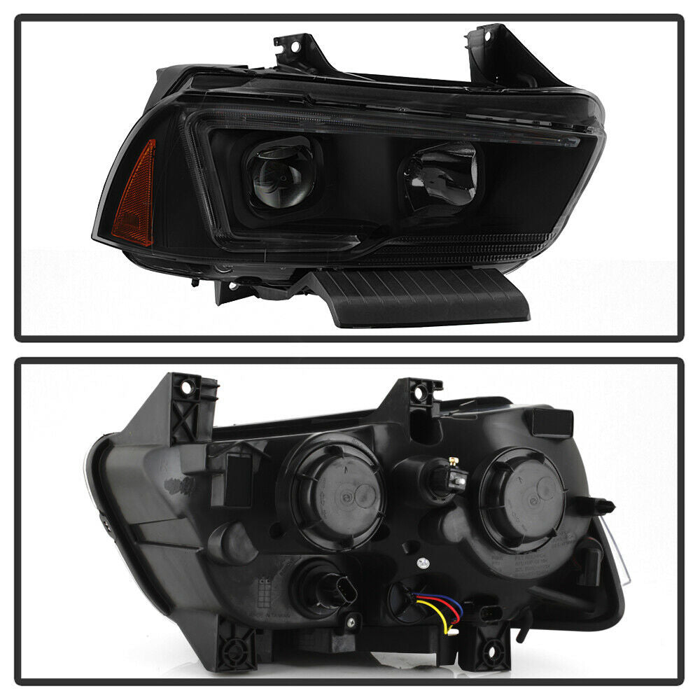 2011-2014 Dodge Charger Par Focos Fondo Negro LED TUBE ( Chofer & Pasajero) - PAL Auto Parts