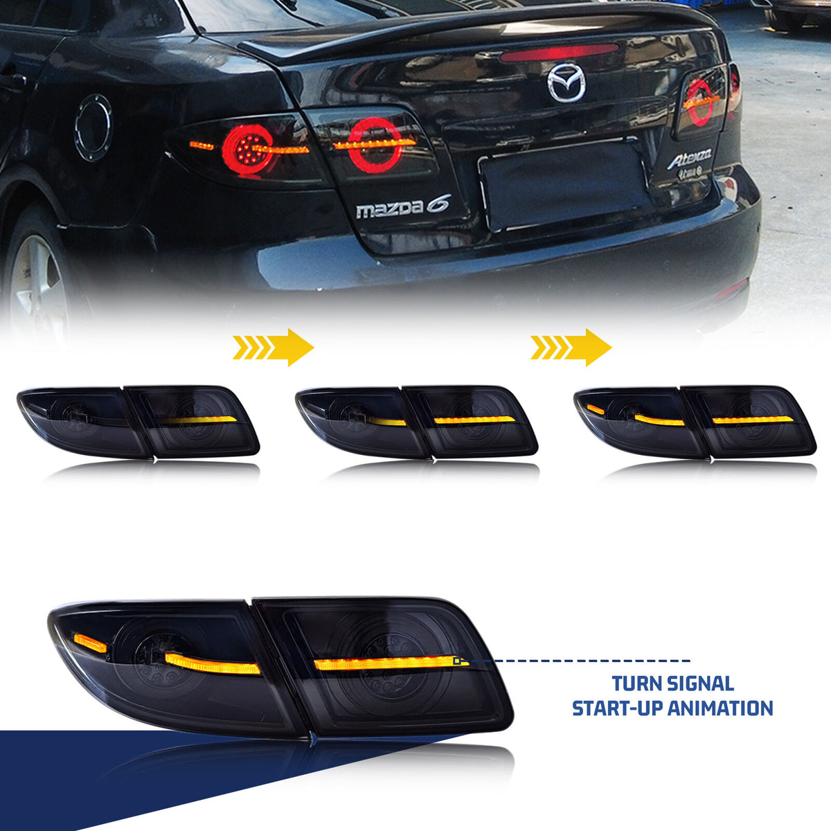 2003-2006 Mazda 6 Par Focos Traseros LED Sequential (Chofer & Pasajero)