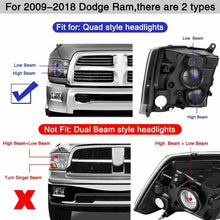 Cargar imagen en el visor de la galería, 2009-2018 Dodge RAM Par Focos Fondo Negro (Chofer &amp; Pasajero) - PAL Auto Parts
