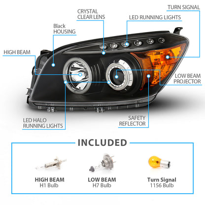 2006-2008 Toyota RAV-4/RAV4 Par Focos LED DUAL Projector Fondo Negro (Chofer & Pasajero) - PAL Auto Parts