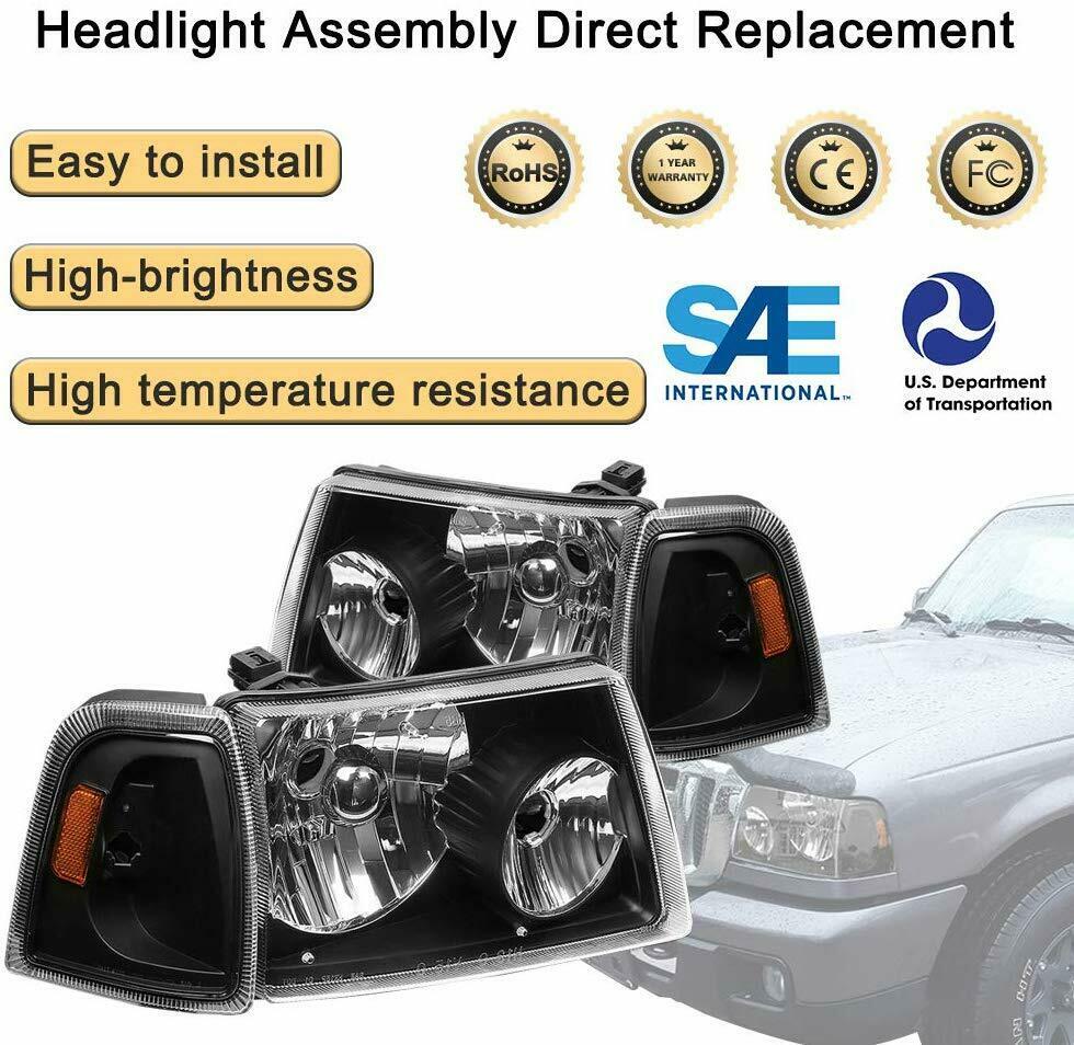 2001-2011 Ford Ranger Par Focos Fondo Negro (Chofer & Pasajero) - PAL Auto Parts