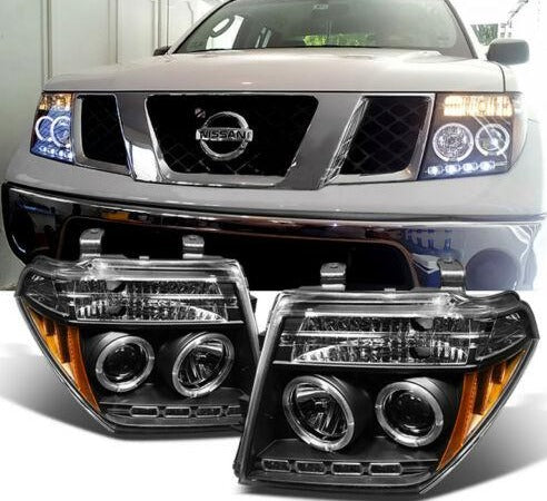 2005-2008 NISSAN PATHFINDER/ FRONTIER 2005-2007 PAR FOCOS LED HALO FONDO NEGRO (CHOFER & PASAJERO) - PAL Auto Parts